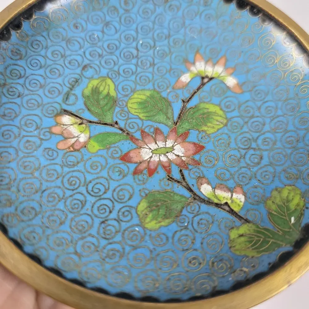 2 Vintage Chinese Cloisonne Floral 3